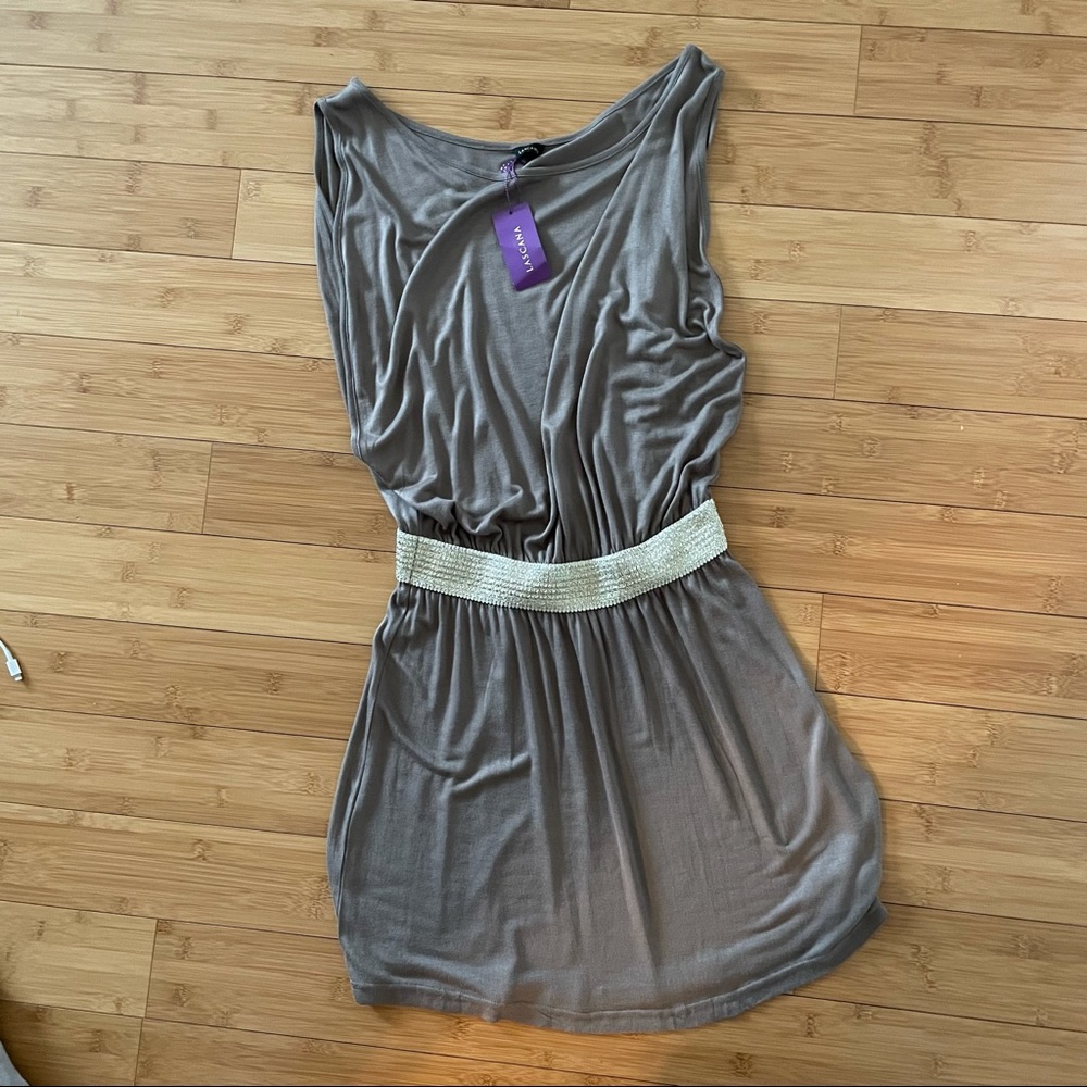 Lascana brown tan gold flown summer dress NWT 2